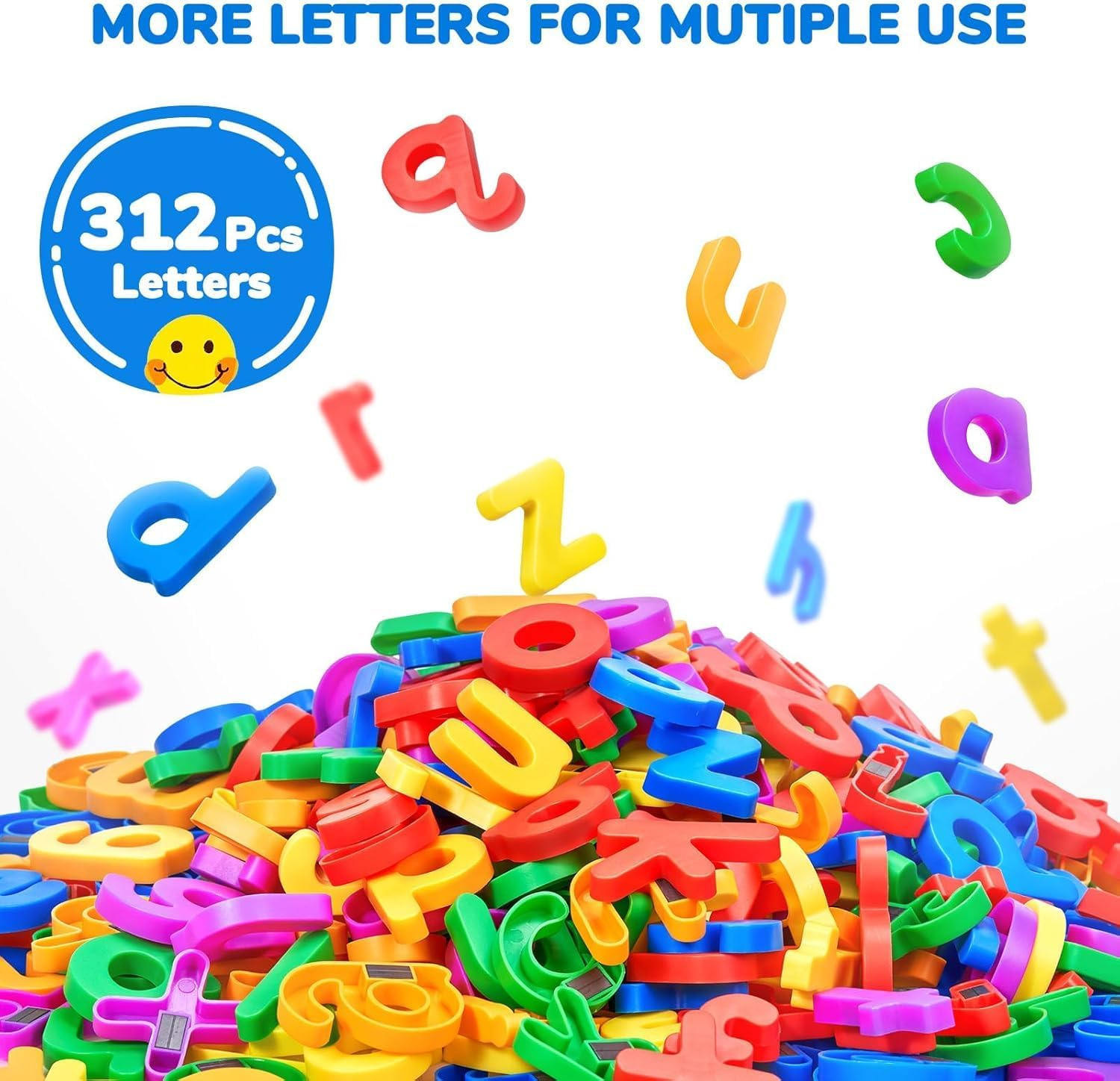 Vosinrly Magnetic Letters, 312 Pieces Lowercase Alphabet Fridge Magnets, ABC Magnets for Toddlers Kids, Educational Learning Plastic Letters Magnets Set for Kindergarten Classroom image number 6