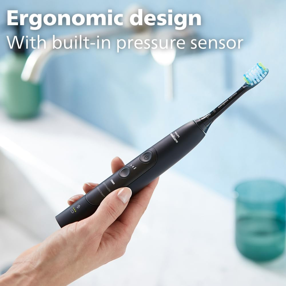 Philips Sonicare Expertclean 7300 Rechargable Electric Toothbrush with 3 Mode and Intensity, Built-In Sensor and Smart Brush Head Recognition, Black, HX9618/01 image number 3