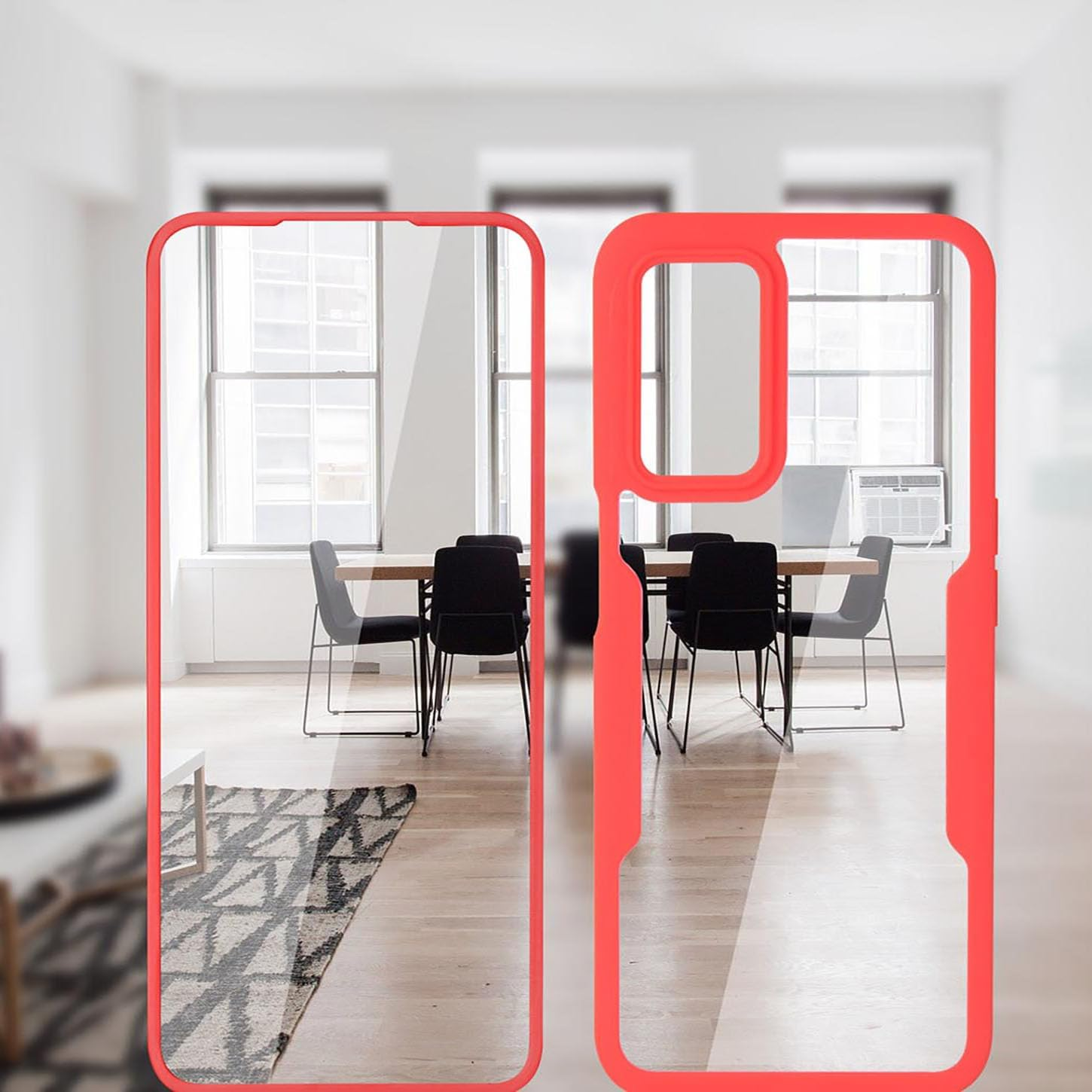 ILING Transparent Case for Oppo Reno 12 5G, 360 Degree Full Body Shockproof Protective Case with Built-In Screen Protector, Ultra Thin Hard PC Silicone TPU Mobile Phone Case (Black) - Blue image number 7