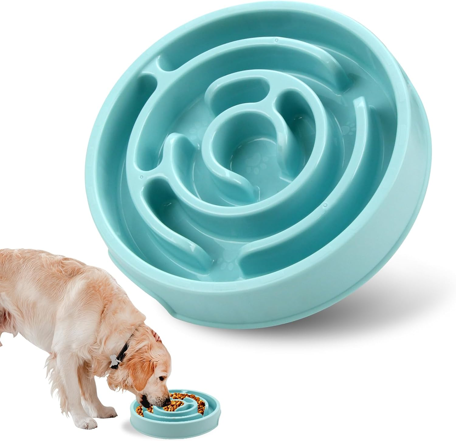 Slow Feeder Dog Bowl, Anti-Choking Puzzle Feeding Bowl for Dry, Wet and Raw Food, Slow down Eating, Prevents Overeating, Puppy Training, Maze Dog Dishes for Small Medium Breeds Cats Pets