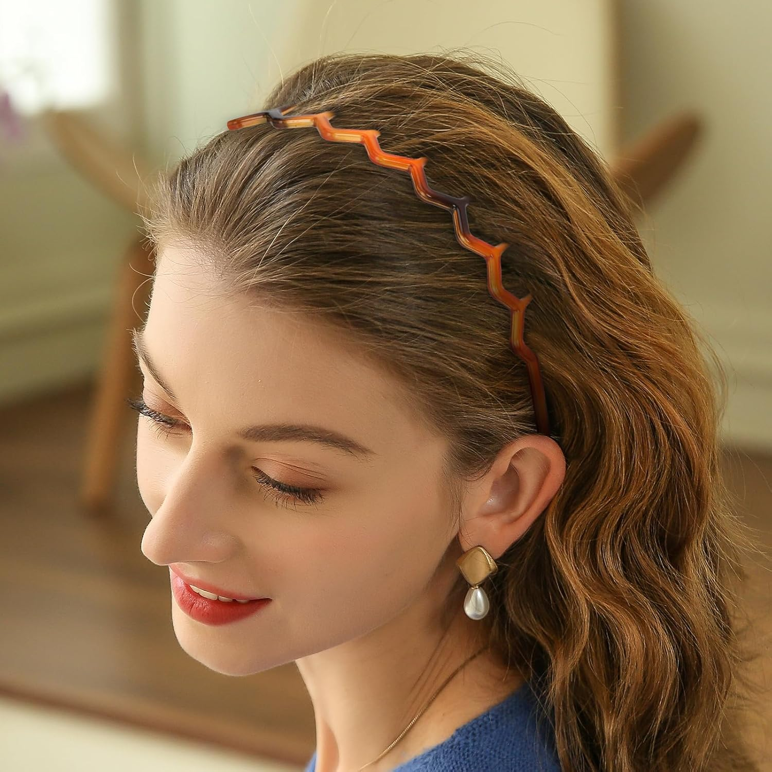 TAIXING Pack of 6 Zigzag Headbands, Shark Tooth Hair Band, Plastic Zag Headbands, 3 Styles Headbands, Women Men, Non-Slip Headbands with Teeth for Daily Wear, Make-Up, Washing, Outdoor image number 3