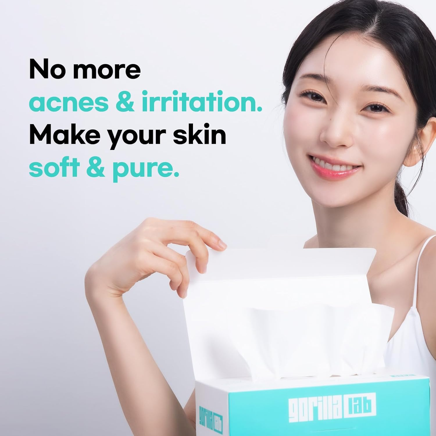 Gorilla Lab Cloud Touch Face Towels, 60 Count, 100% USA Cotton, Waterjet Spunlace for Ultra Softness, Purifying & Refreshing Disposable Facial Wipes for Sensitive Skin image number 3