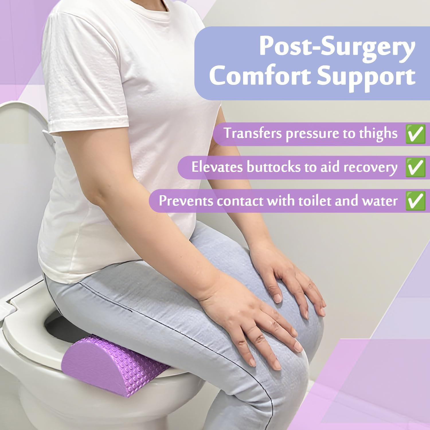 BBL Pillow Toilet Riser after Surgery for Butt Brazilian Butt Lift Pillow Toilet Seat Butt Pillows for Sitting Booty Recovery Post Surgery Foam Chair Cushions image number 1