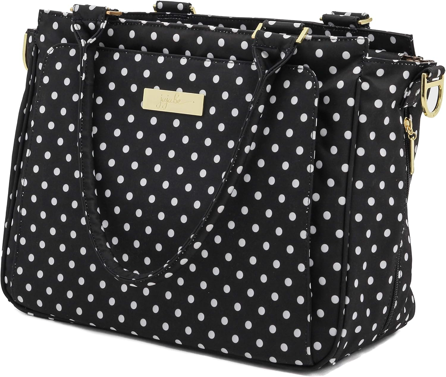 Jujube Be Classy Structured Multi-Functional Multi-Functional Diaper Bag/Purse, Legacy Collection - the Duchess - Black with White Polka Dots image number 2