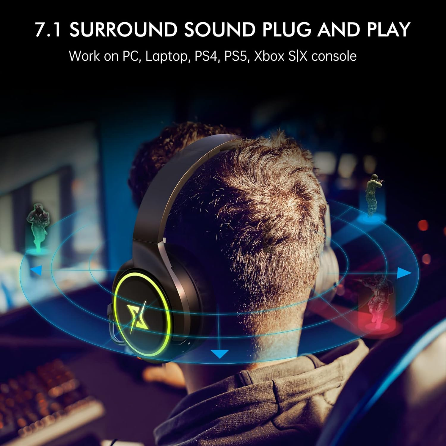 Targeal Wireless Gaming Headset - Best Headset for PS5, PS4, PC - Crystal Clear Sound with Mic - Gaming in Style with Wireless Headphones - Ultimate Wireless Gaming Experience (Black) - Black image number 5