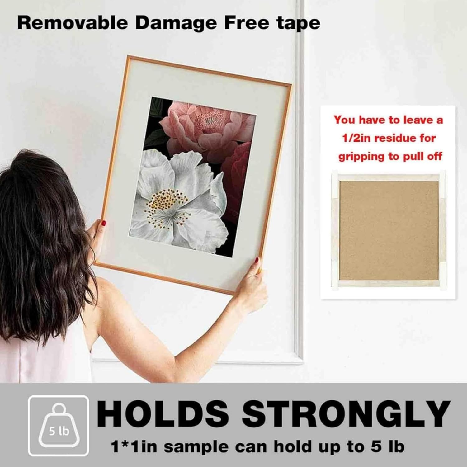 Suntvenxau Picture Hanging Strips Heavy Duty 16 Pairs (32 Strips), Damage Free Removable Wall Tape, Double-Sided Hook Loop Adhesive Mounting Tapes for Decorations, 16X70Mm image number 1