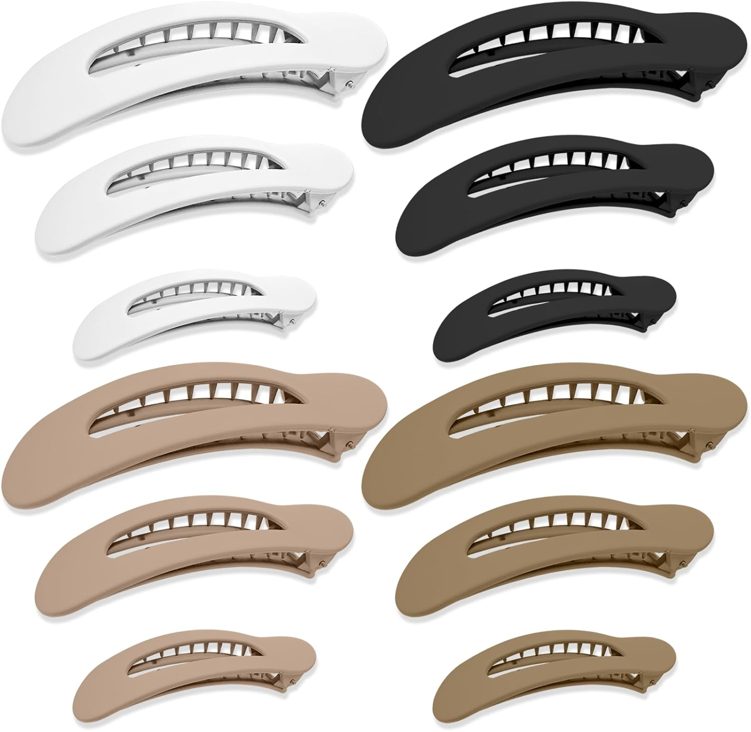 TEAONE Duck Billed Thin Thick Hair Barrette, 12 PCS Flat Hair Clips for Hair Decoration Accessories (3 Size, 4 Colors)
