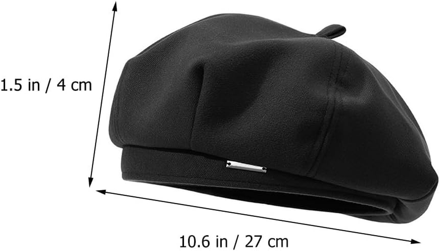 SHERCHPRY Women Beret Hat Black Soft Polyester 10.6 Inch Diameter Warm Beret for Party Casual Daily Wear Stylish Ladies Cap image number 2