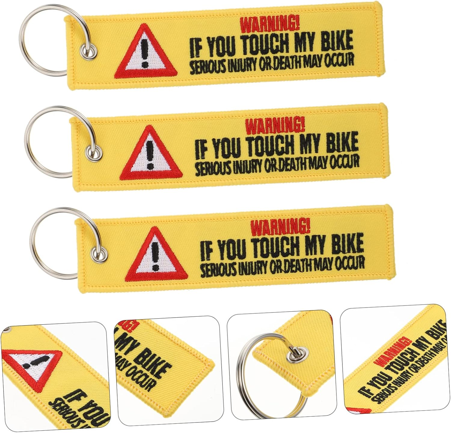 Operitacx 3Pcs Key Chain Detachable Key Tags Hazard Warning Bike Signs Personal Motorcycle Keychain Retractable Sports Bike Keychain Car Exercie Bikes Key Ring Pendant Name Charm Polyester image number 2