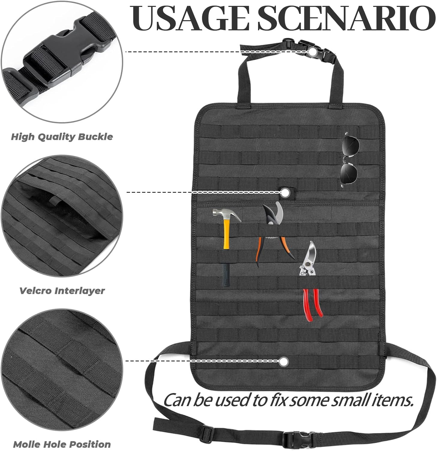 Tactical Molle Car Seat Back Organizer, Tactical Bag with 5 Mole Bags for Backseat, Multifunctional Car Seat Organiser Fits All Vehicles, Portable Outdoor Organizer for Car Truck Ford Jeep Vehicle