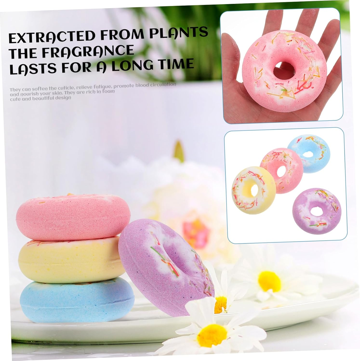 UPKOCH 110G Spa Salt Balls Set Handmade for Boys and Girls 4 Pack Cake Shape Bathing Balls Safe Healthy Natural Relaxing Bath Random Colors image number 2