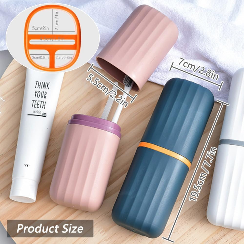 2 Pack Travel Toothbrush Case, Toothbrush Holders with Cover, Portable Toothbrush Cup Cover, Travel Toothbrush and Toothpaste Case Set Organizer for Traveling image number 2