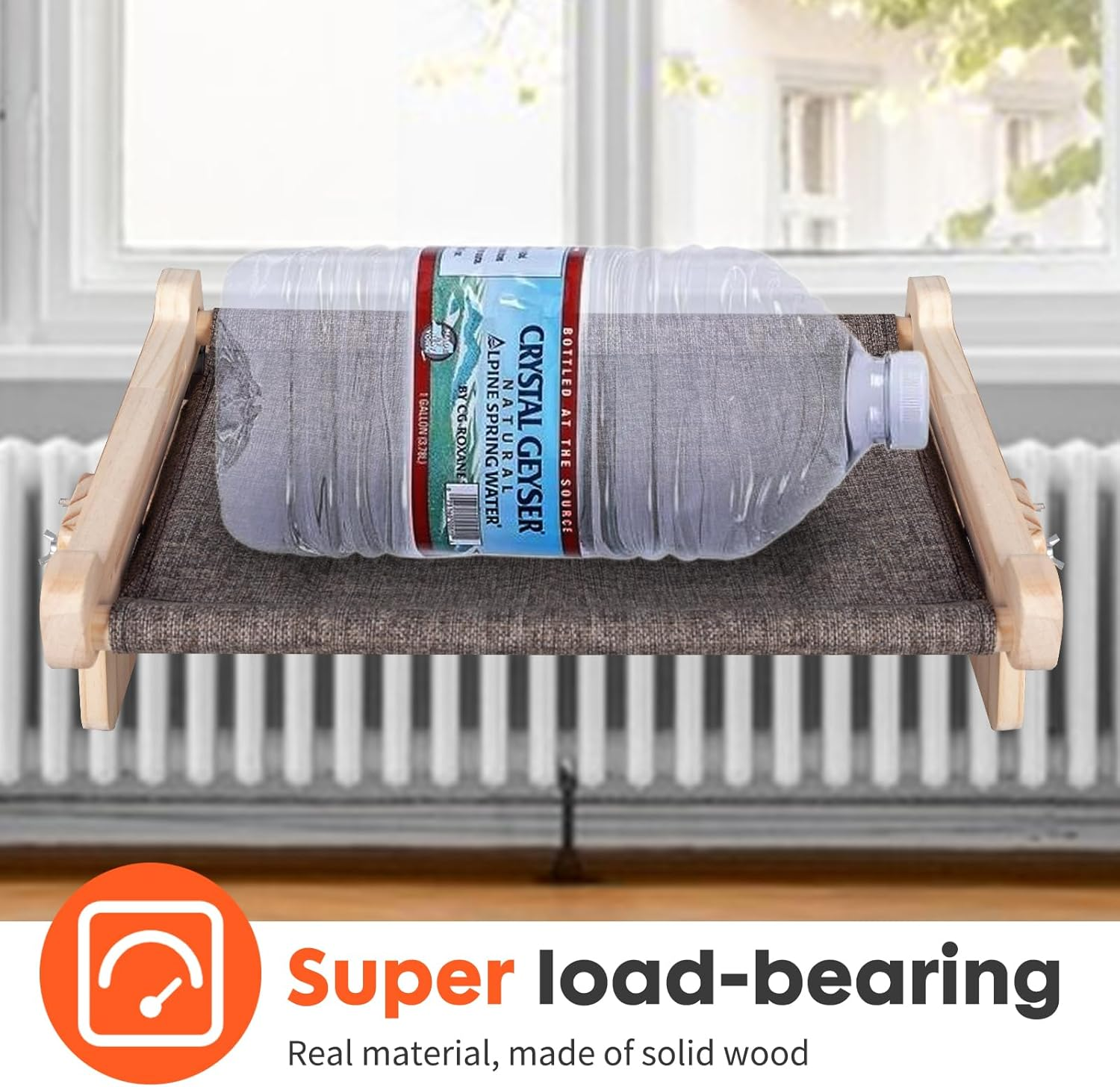 Powerking Cat Window Perch Lounge Mount Window Hammock Kitten Seat Bed Shelves for Indoor Cats No Drilling No Suction Cup (Grey)