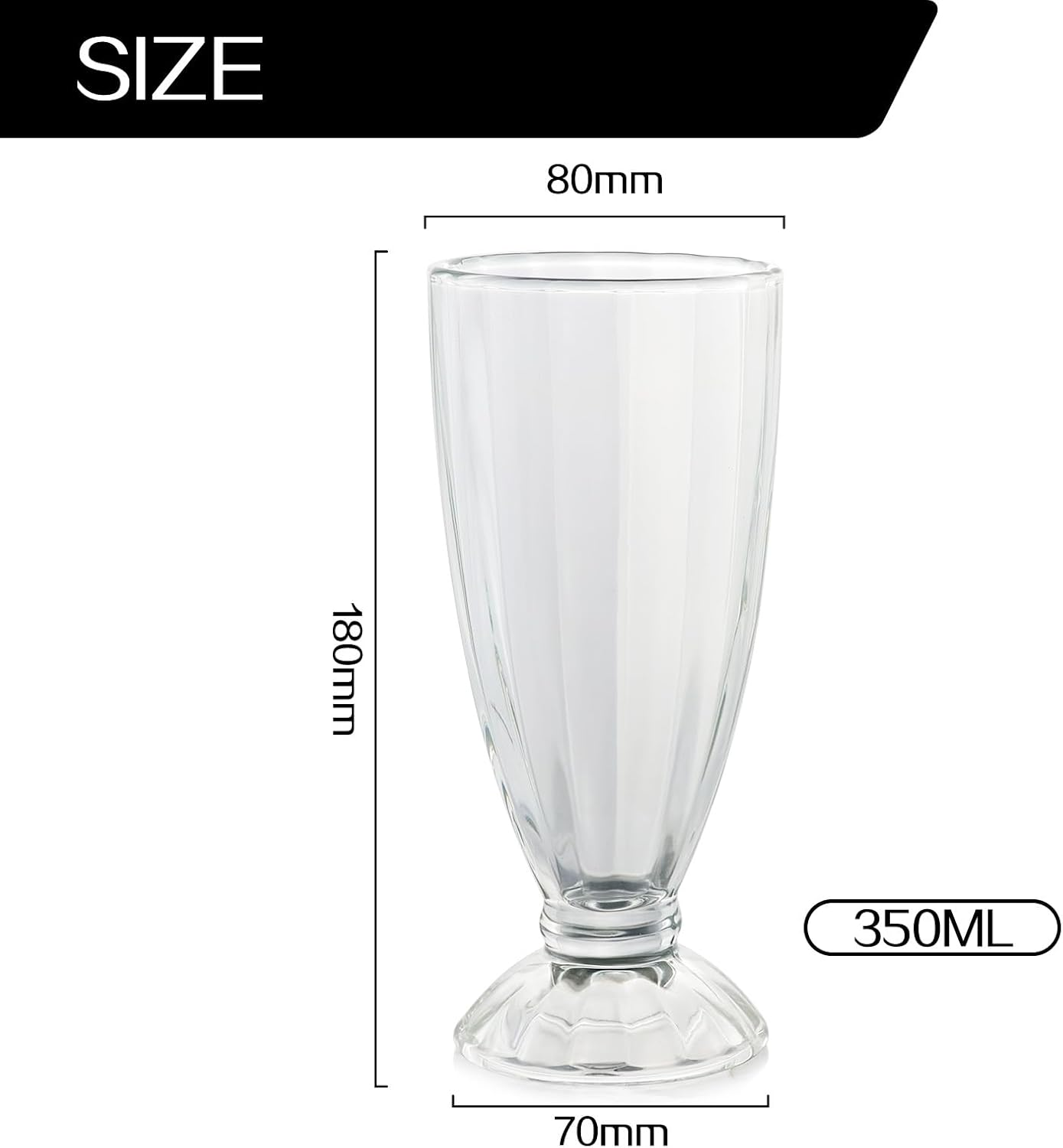 6Pcs Milkshake Glasses Clear Old Fashioned Soda Sundae Dessert Glasses Footed Elegant Glass Ice Cream Cups Fruit Parfait Cups Trifle Party Glass Pudding Cup for Sundae,Snack,Cereal,Fruit, image number 1