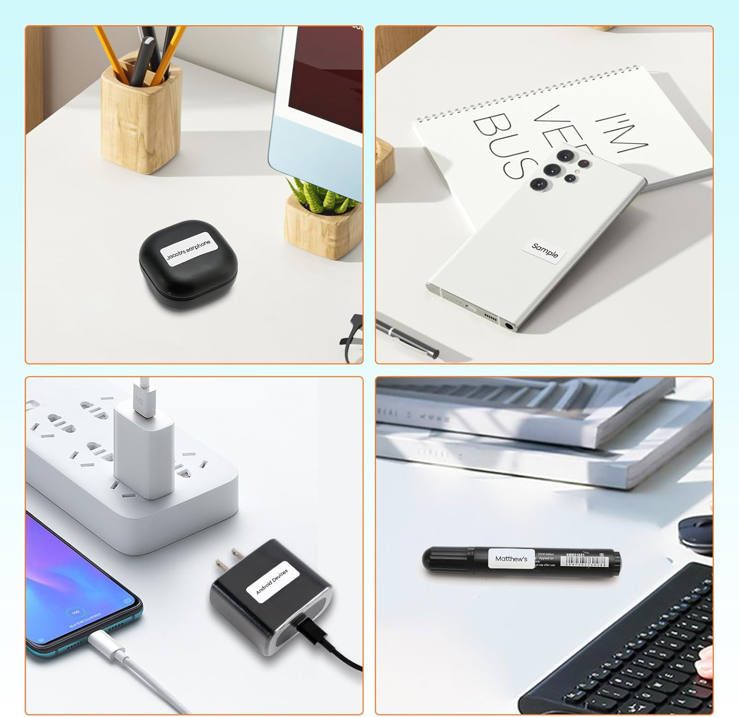 Portable Label Printer with 210 Pcs Tape Waterproof Labels Mini Inkless Sticker Maker for Kids School Supplies or Classroom Teachers