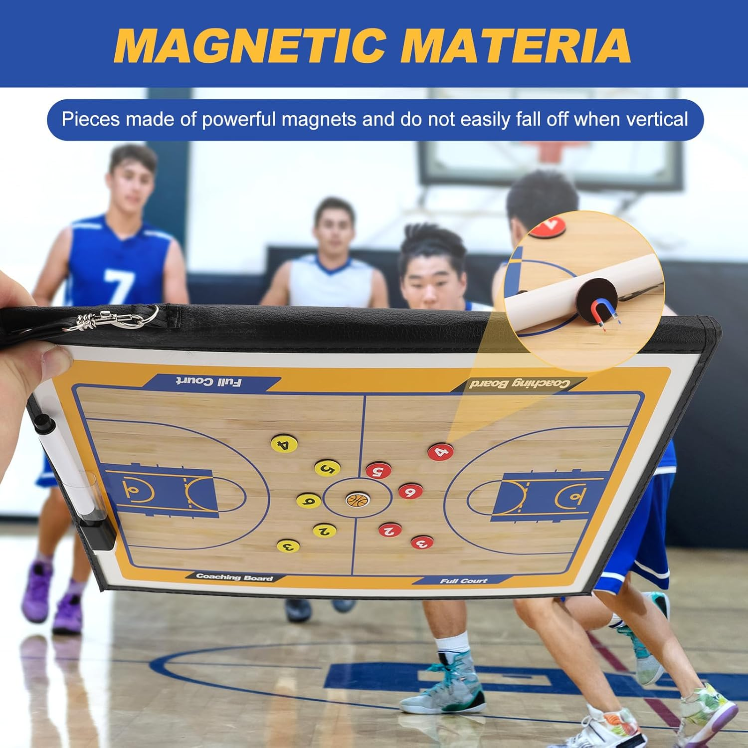 Basketball Coaching Board with Magnetic Makers Marker Pen Basketball Training Folder 3 Fold image number 1
