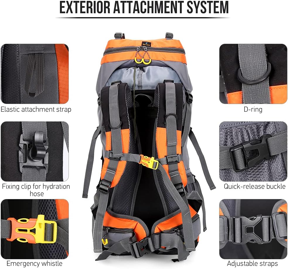 60L Waterproof Hiking Backpack Camping Mountain Climbing Cycling Backpack Outdoor Sport Bag with Rain Cover image number 2