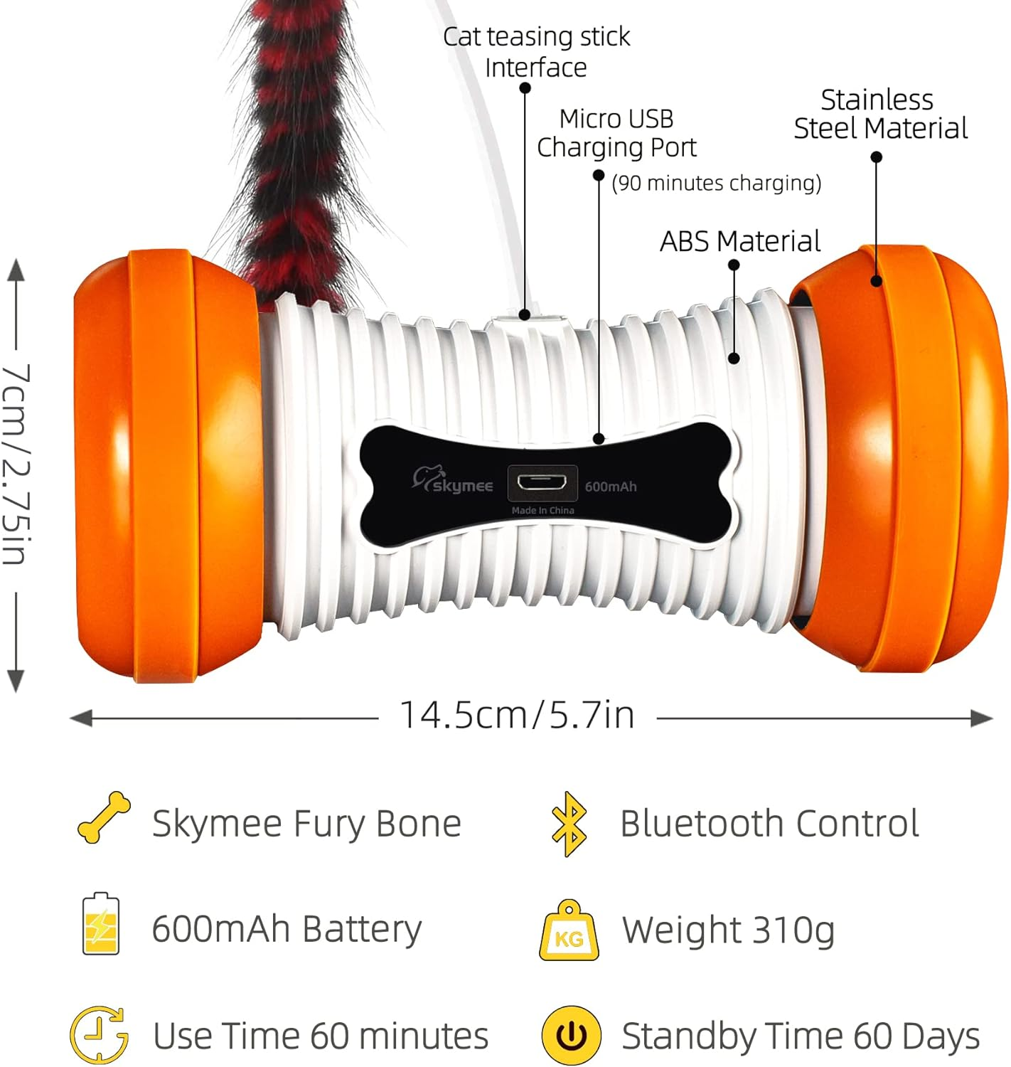 Fury Bone Smart Interactive Pet Toys for Dogs Cats Indoor Outdoor Easy Manual & Auto Control via App(Stainless Steel Tire) image number 2