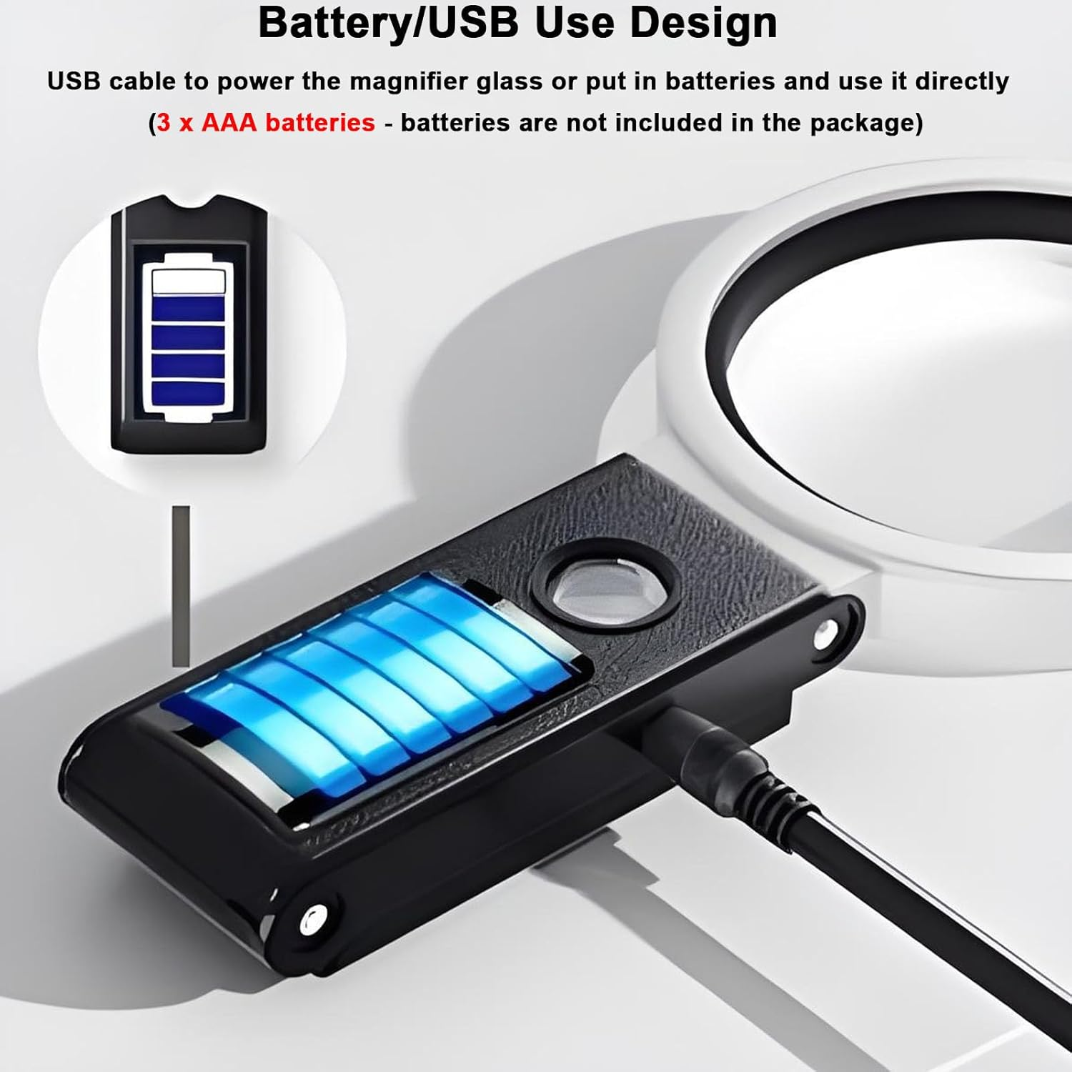 Hands-Free Magnifying Glass with 33 LED Lights,25X Stand Foldable Handheld Magnifying Glass for Coins Jewelry Crafts Hobby Seniors Reading Needle Threading Watch Repair Soldering Close Work image number 5