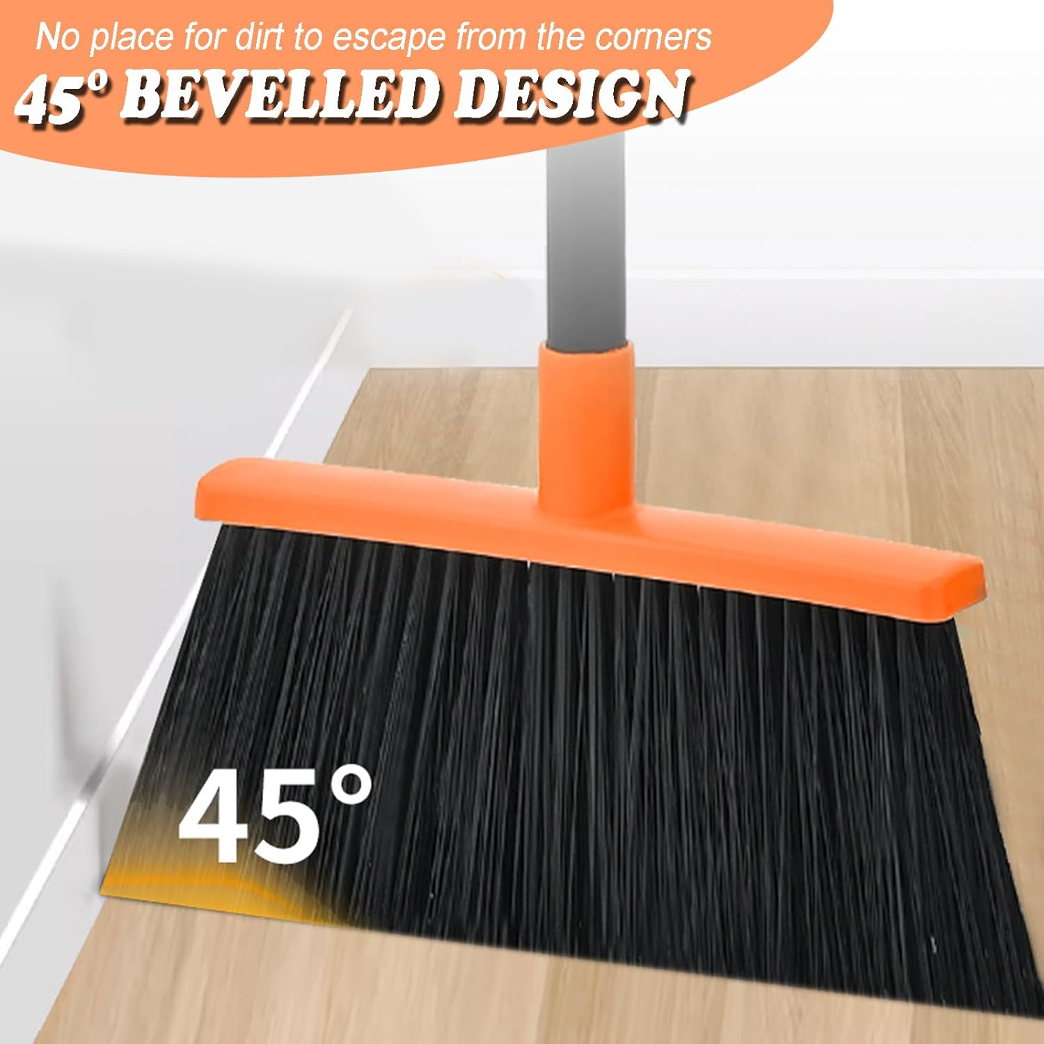 Xifando Heavy-Duty Adjustable Angle Broom with 56" Steel Handle - Ideal for Home, Garage, Kitchen, Bathroom, Office, and Outdoor Use - Durable & Efficient Cleaning Tool for Hard Floors (Orange) - Red image number 5