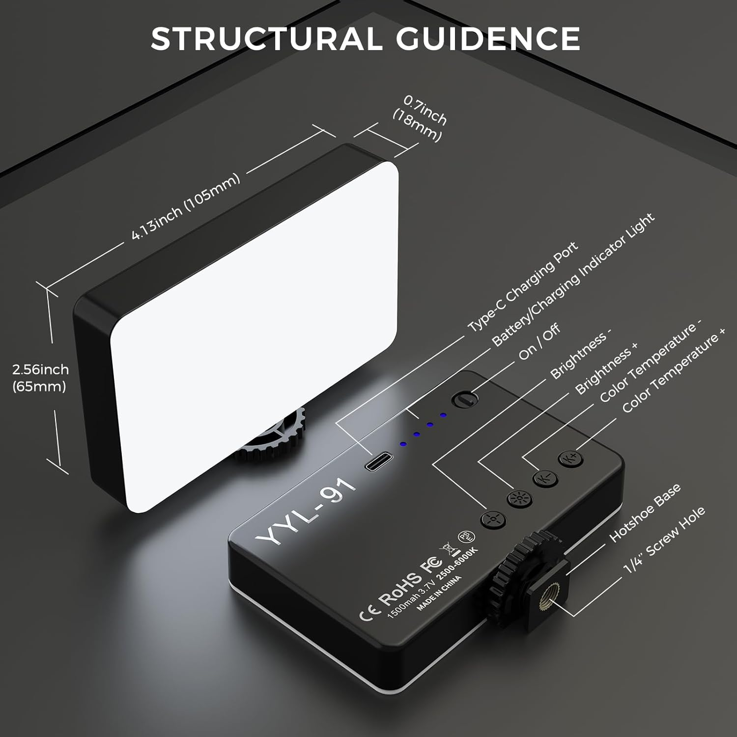 91 LED Selfie Light with Clip Rechargeable Fill Video Light, Adjusted Warm/White Light, Portable Phone Light for Iphone, Android, Ipad, Laptop, Camera Light for Photography image number 3