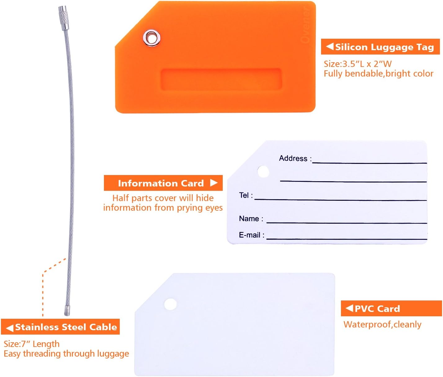 Silicone Luggage Tag with Name ID Card Perfect to Quickly Spot Luggage Suitcase (Plane 2Pcs Orange) - Blue image number 3