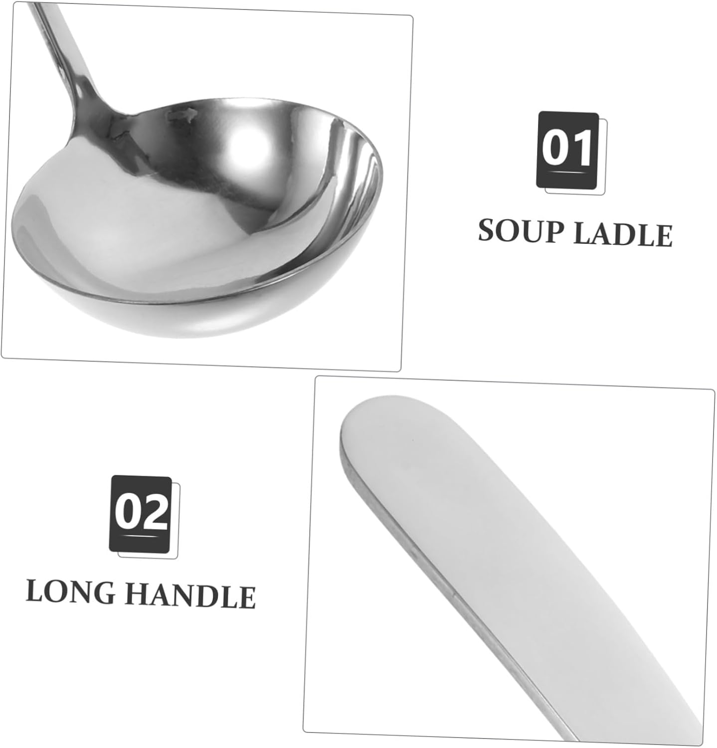Cabilock Stainless Steel Soup Ladle for Home Kitchen Water Scoop with Comfortable Grip Multi-Functional Cooking Utensil for Soups Stews and Hot Pots