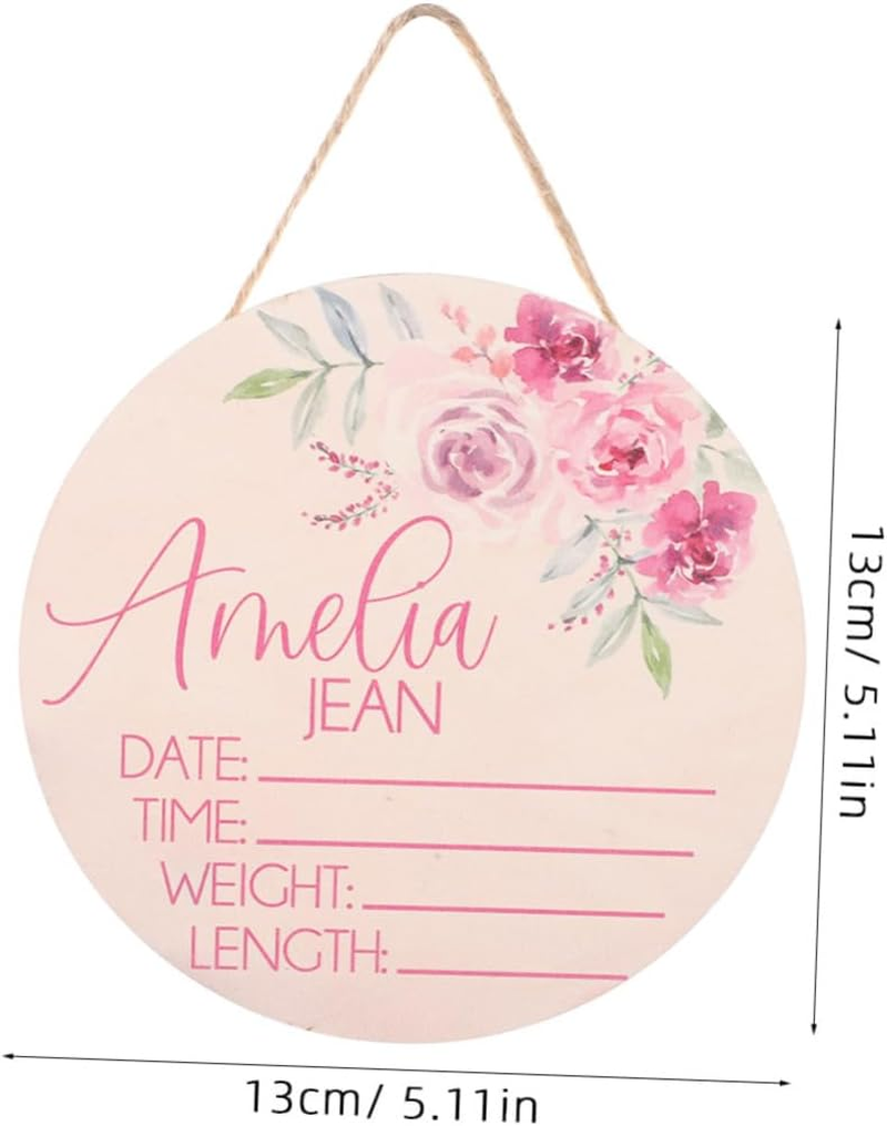 2Pcs Wooden Name Sign for Newborn Announcement Birth Photo Prop Nursery Decor Shower and Hospital Use image number 1