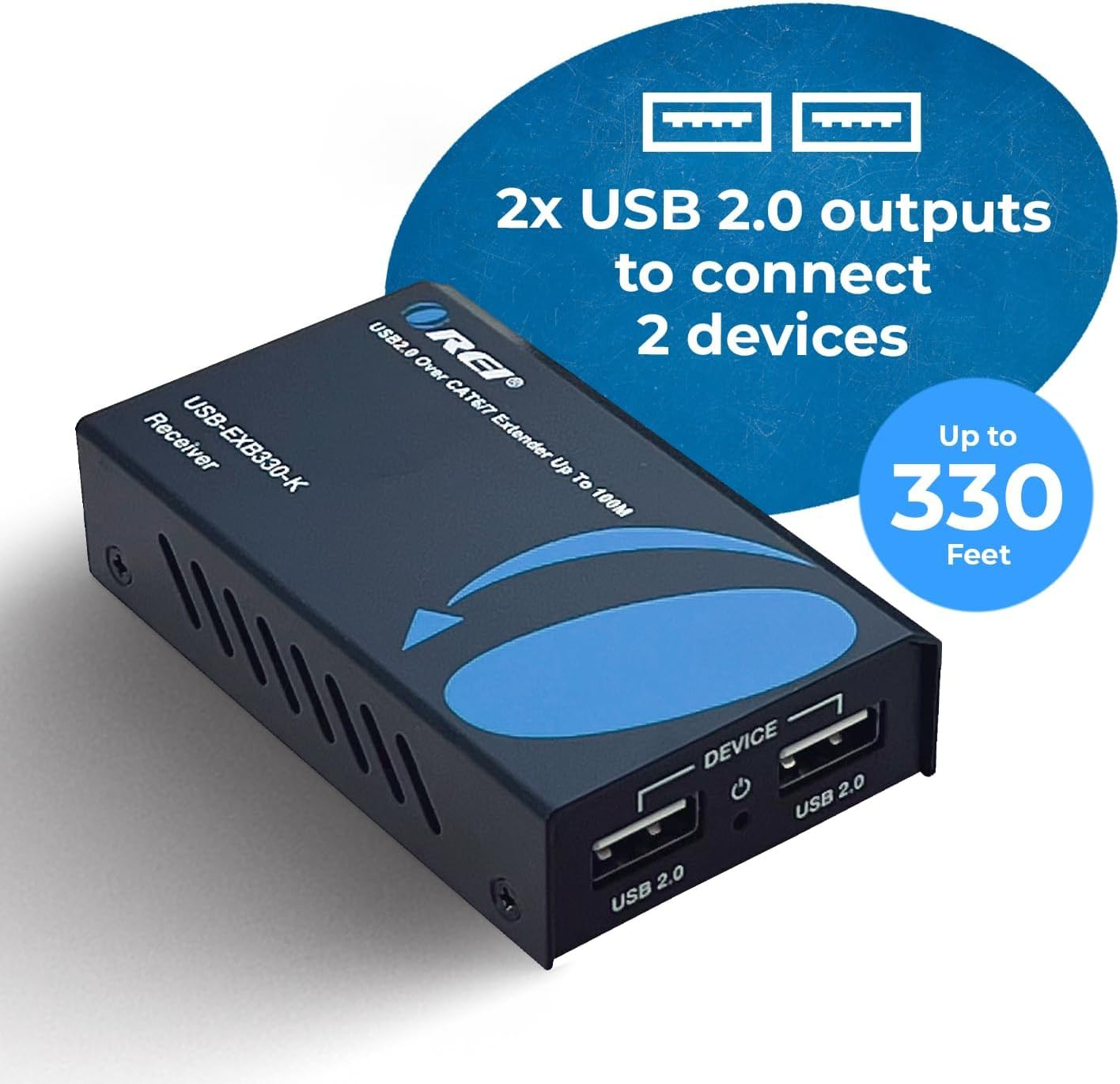 OREI USB Extender over Ethernet up to 165 Feet - Extend USB 2.0 Signal over Ethernet, 480 Mbps Transfer Rate, 2 USB 2.0 Inputs Extended up to 165 Feet image number 3