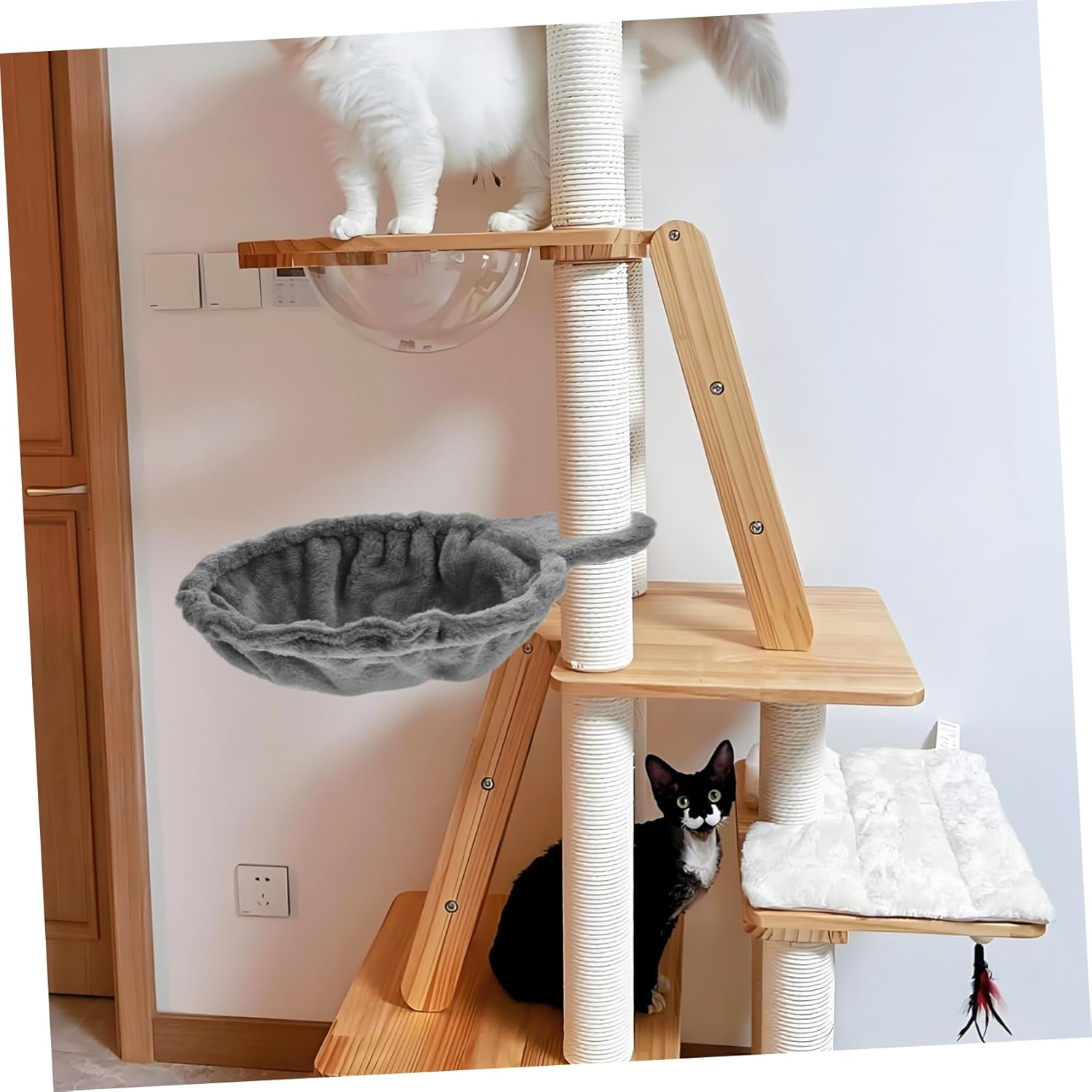 Toyvian Outdoor Cat Tree Large Cat Tree Weatherproof Hammock Replacement Basket for Comfortable image number 3