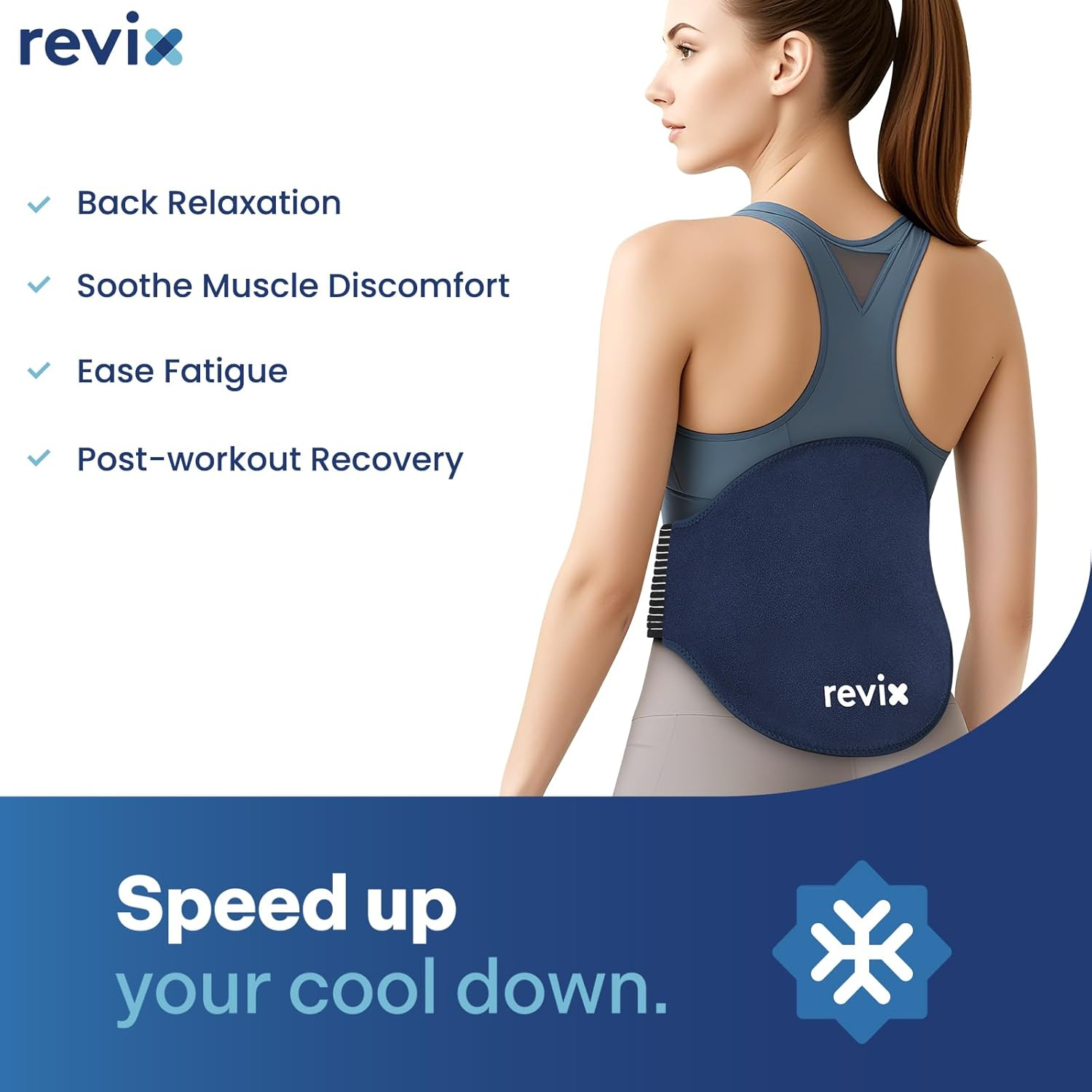 REVIX Extra Large Ice Pack for Back Relief, 2 Pack Reusable Gel Ice Pack Wraps for Lower Back, Cold Compress Therapy for Waist, Lumbar, Abdomen, Tailbone Discomfort Relief, Muscle Relaxation image number 4