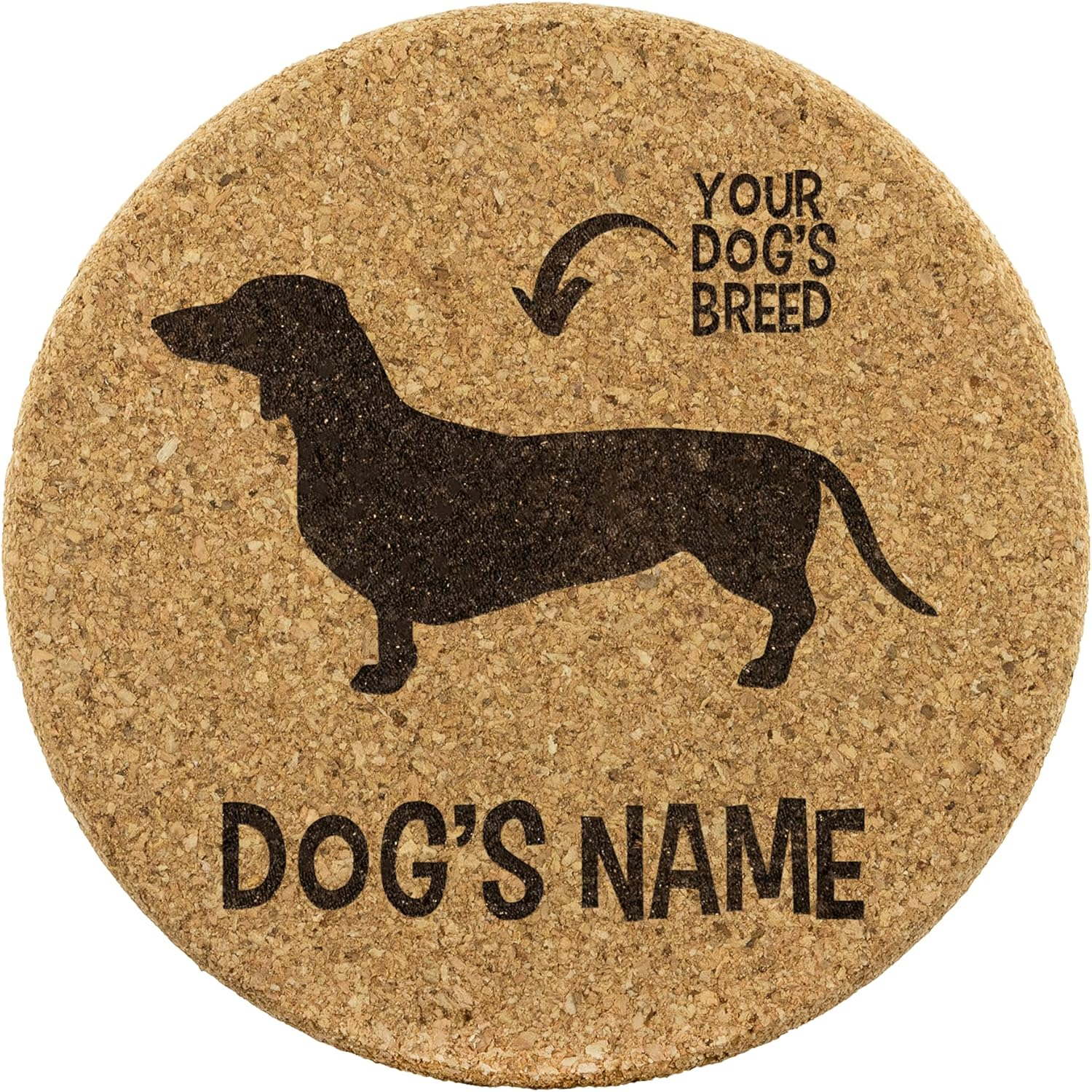 Personalized Dog Breed with Name Cork Coasters Set of 4 Customized Dog Lovers round Coaster Set Housewarming Essentials Personalized Drink Coasters with Pet'S Name for Dad Girlfriend image number 1