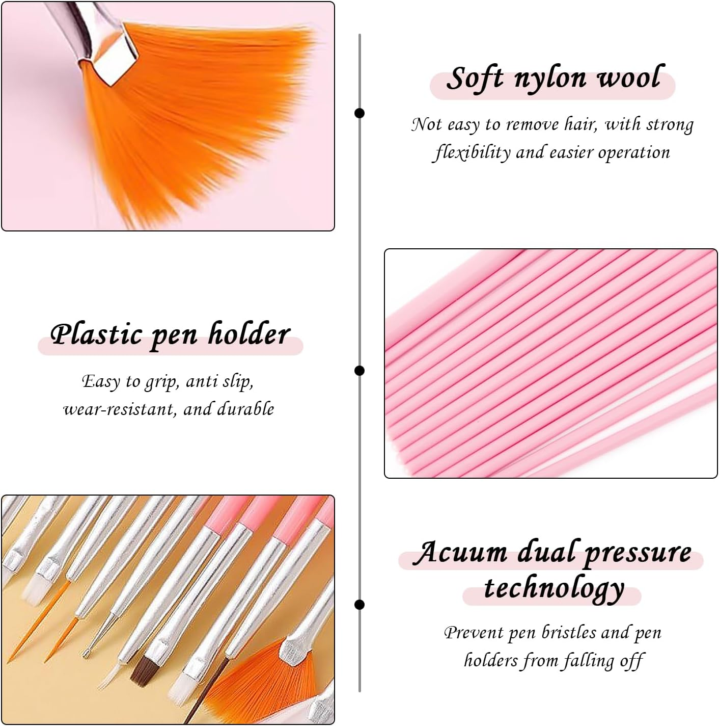 6 Double-Headed Nail Brushes and 15 Nail Pens, Painting Tools for Tip Drills, Carved Detail Brushes, French Nail Extension Brushes, DIY Nail Polish image number 4