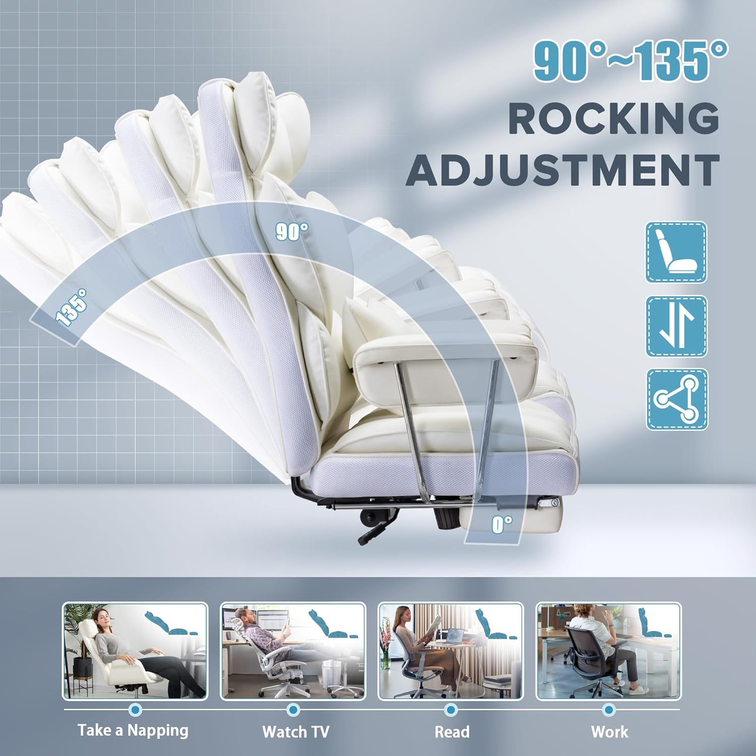 Furmax Big and Tall Office Chair, High Back Leather Gaming Chair with Footrest, Reclining Ergonomic Executive Chair with Lumbar Support for Heavy People 181Kg Home Office Desk Chairs - Black image number 5