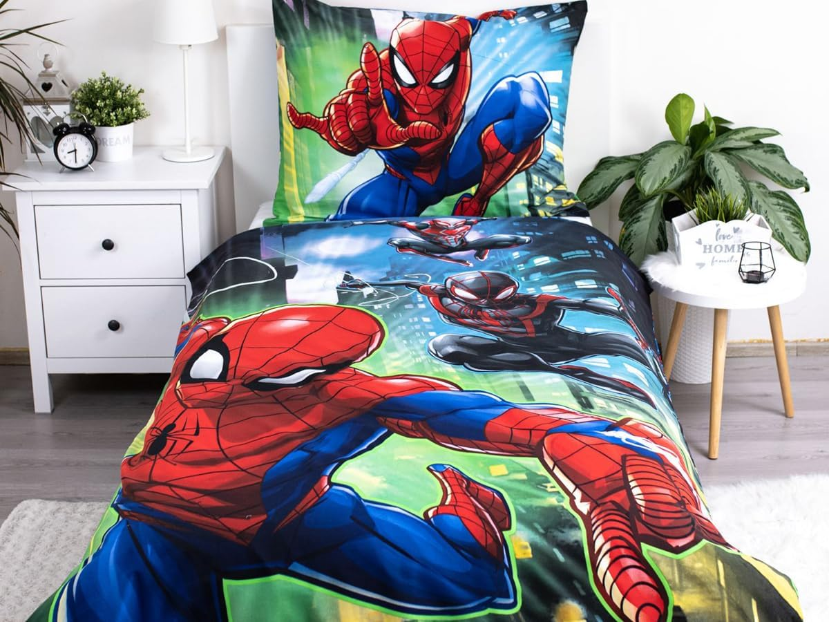 Jerry Fabrics Spiderman Character Children'S Bedding with Zipper and 70 X 90 Cm Pillow Case, Cotton, Multi-Colour, 200 X 140 X 0.5 Cm image number 1