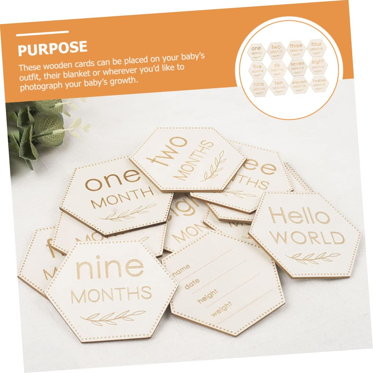12Pcs Milestone Cards for Growth Wooden Milestone Photography Props for Newborns Capture Your Special Moments Months image number 6