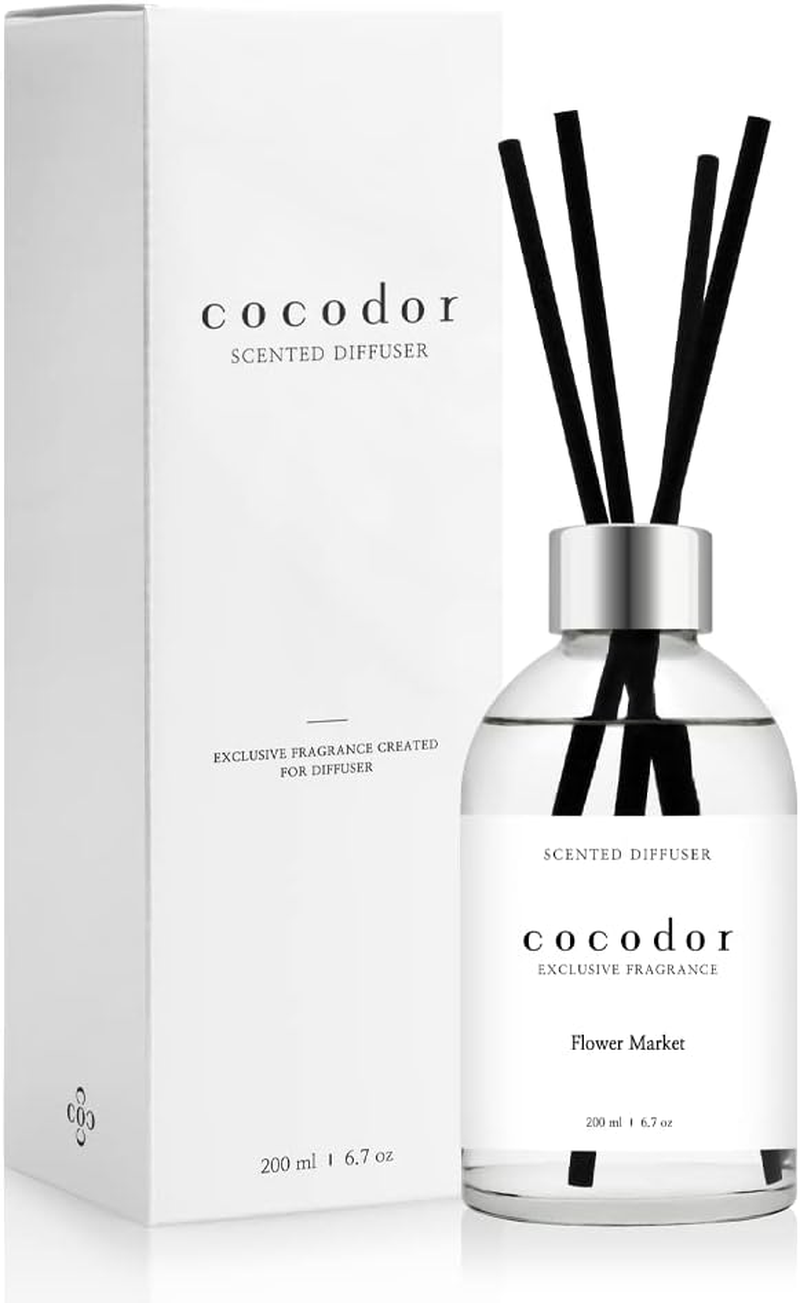 COCODOR Reed Diffuser White Edition - Flower Market - 200Ml - Reed Diffuser Set, Oil Diffuser & Reed Diffuser Sticks, Room D&eacute;cor & Office D&eacute;cor, Home Fragrance, Gift image number 3