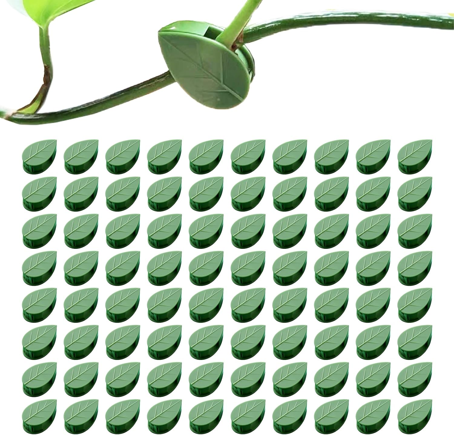 Plant Clips for Climbing Plants, 80 Pcs Plant Support Clips, Invisible Vines Plant Clip for Indoor Outdoor Green Leaf Simulation, Wall Planter Clips for Vines Grow Upright and Home Decoration image number 4