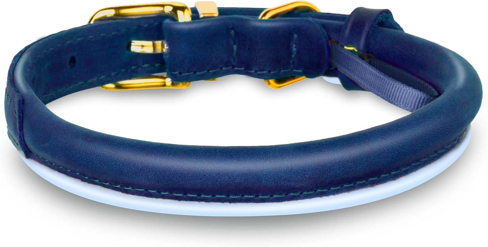 OOPSDOGGY Reflective Rolled Leather Dog Collar for Small Medium Large Dogs Puppy, 8 Colors, 7 Sizes (Blue, XXS, 7"-9") image number 5