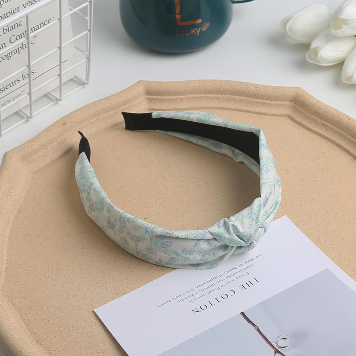 Hair Bands for Women, Wide Vintage Headbands, Head Turban, Women'S Hair Bandana, Twisted Knot Elastic Headbands for Daily Use Yoga Sports (6Danseflowera) image number 2