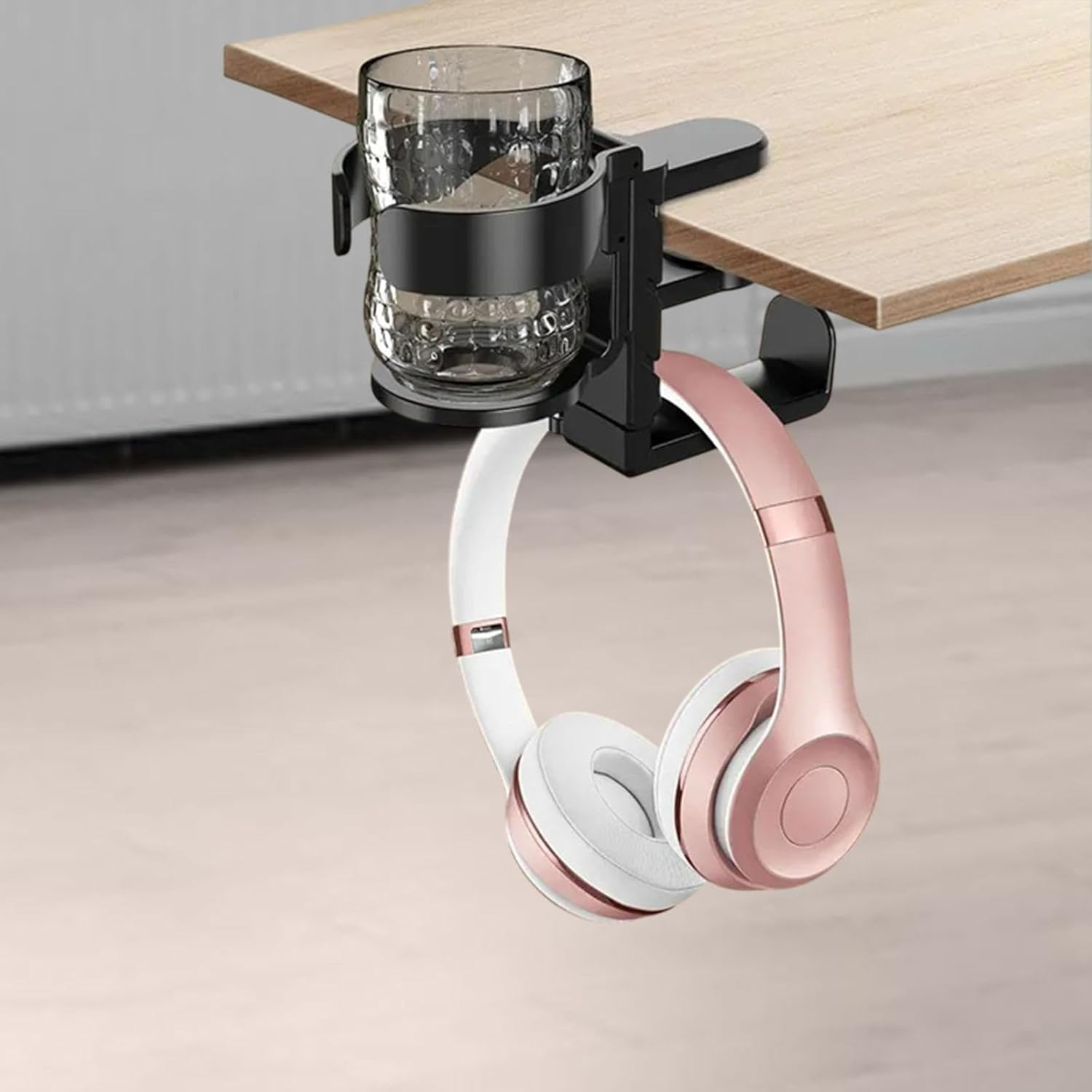 Generic Headphone Hanger with Desk Cup Holder under Desk Headphone Hanger for Desk Water Bottles image number 5