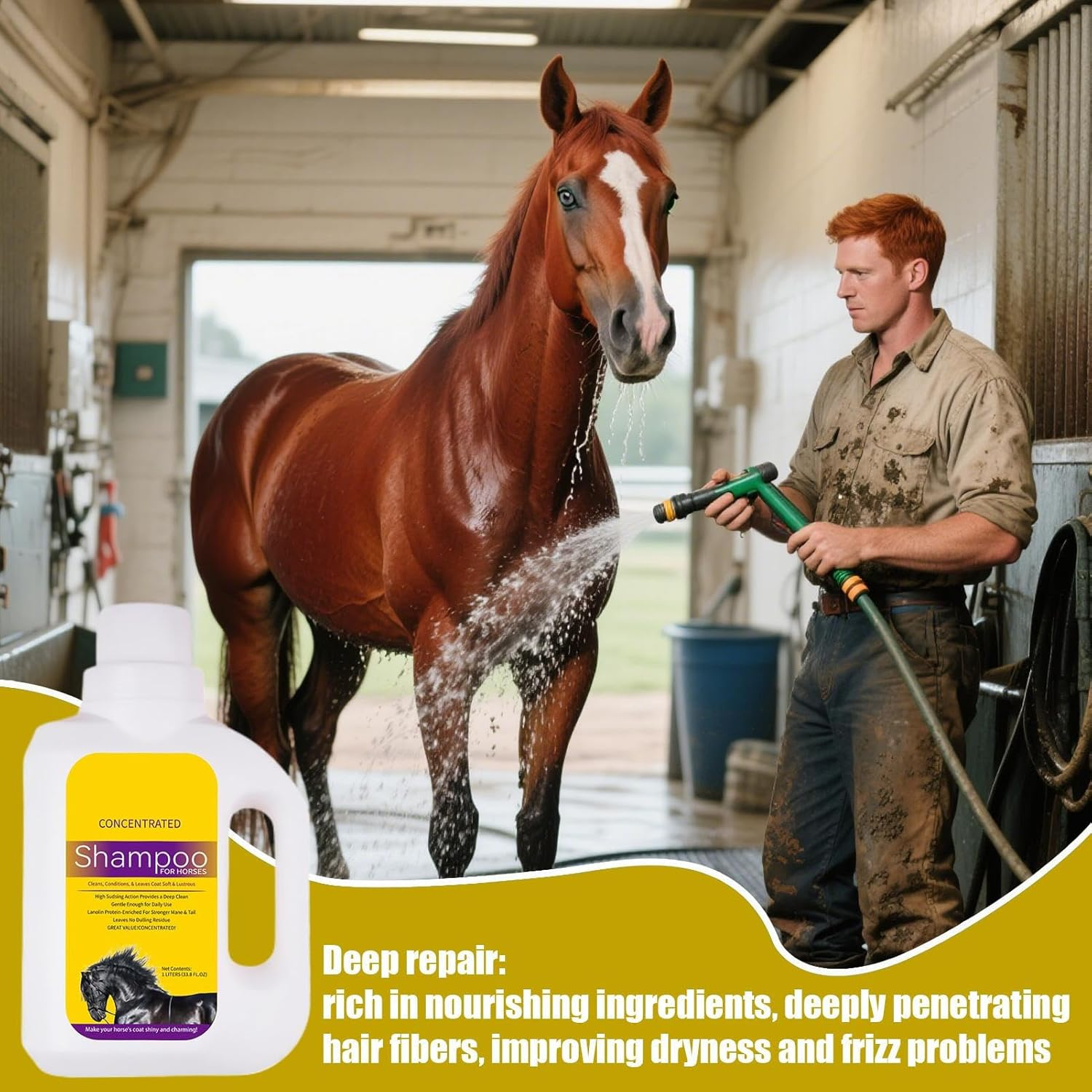 Horse Soap | Mane and Tail Shampoo,1L Shower Gel Body Wash Bathing Hair Care Supplies for Conditioning Skin Mane Tail Dogs