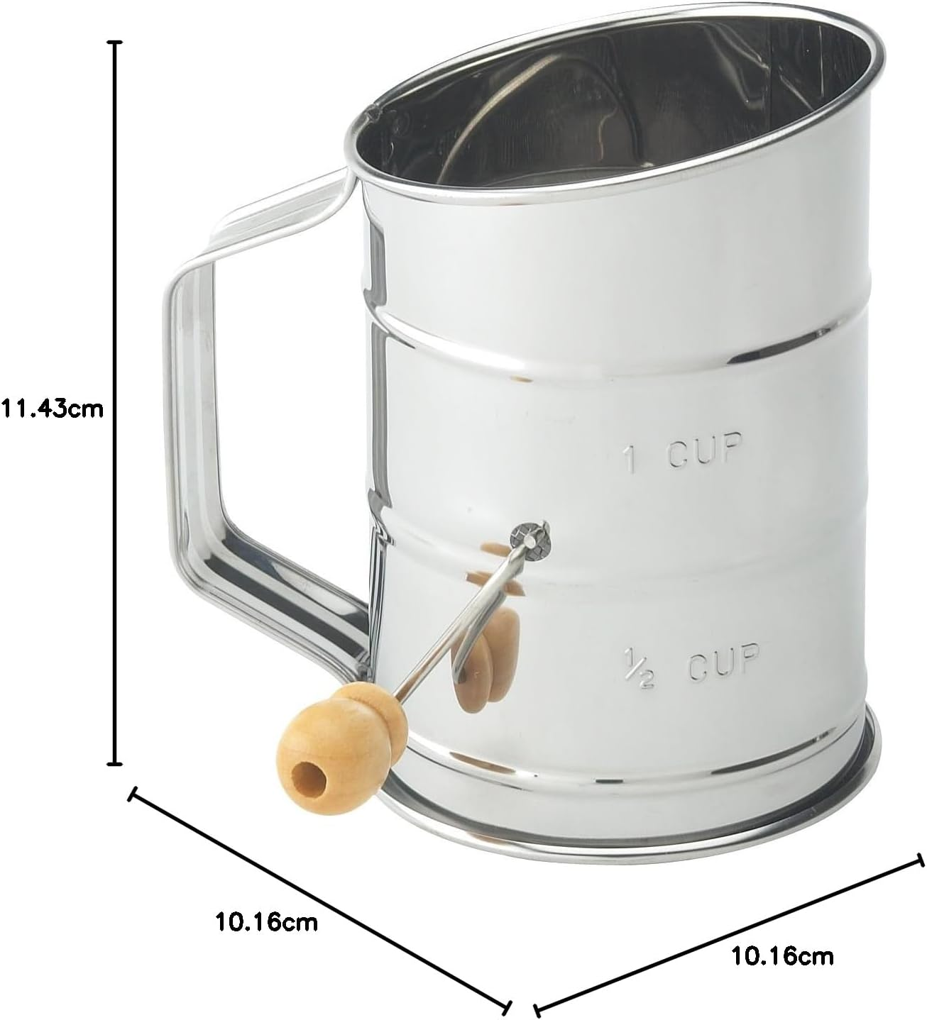 Mrs. Anderson&rsquo;S Baking Hand Crank Flour Icing Sugar Sifter, Stainless Steel, 1-Cup,Silver image number 2