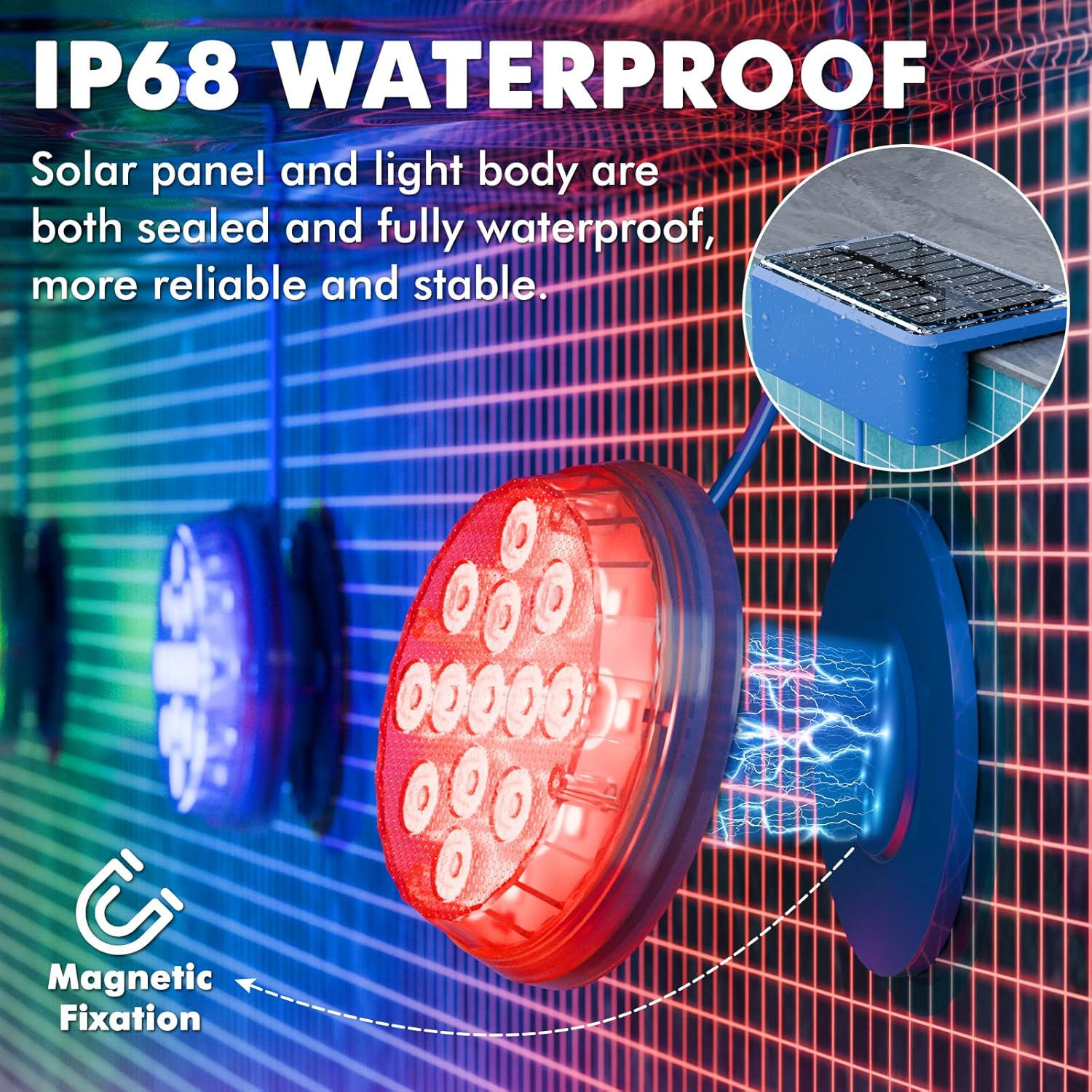 Quntis Solar Pool Lights RGB Color Changing - IP68 Underwater Remote Control LED with 16 Colors & Timer, Solar Powered Waterproof Light for Pool/Spa/Pond Bath, Outdoor Decoration (2 Pack)