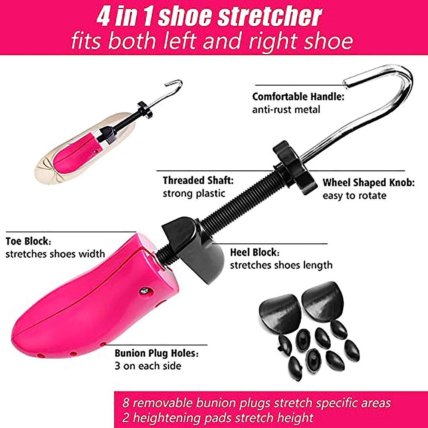 Shoe Stretcher 4-Way Shoe Tree Widener Expanders Stretch Length Width Height (2) image number 5