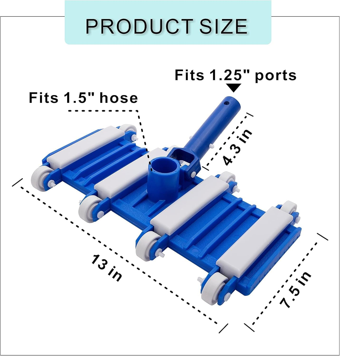 Pool Vacuum Head with Wheels, Pool Cleaner Head for Inground & above Ground Pool, 35 CM Flexible Swimming Pool Vacuum Head with Swivel image number 1
