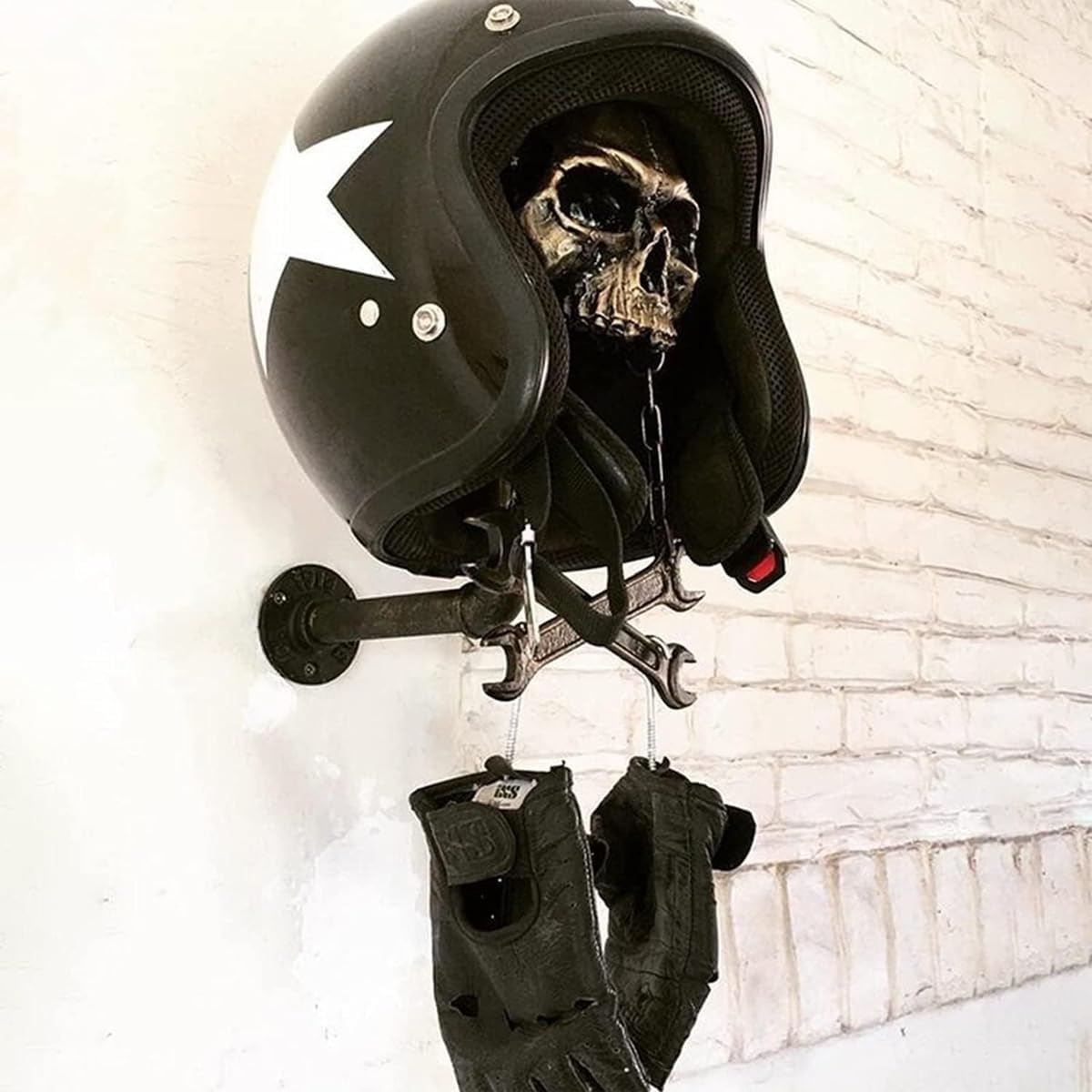 AIMALL Removable Resin Skull Wall Decor for Helmet Display, Realistic Ghost Head Bone Ornament for Halloween Atmosphere, Horror Theme Home Office Decoration image number 6