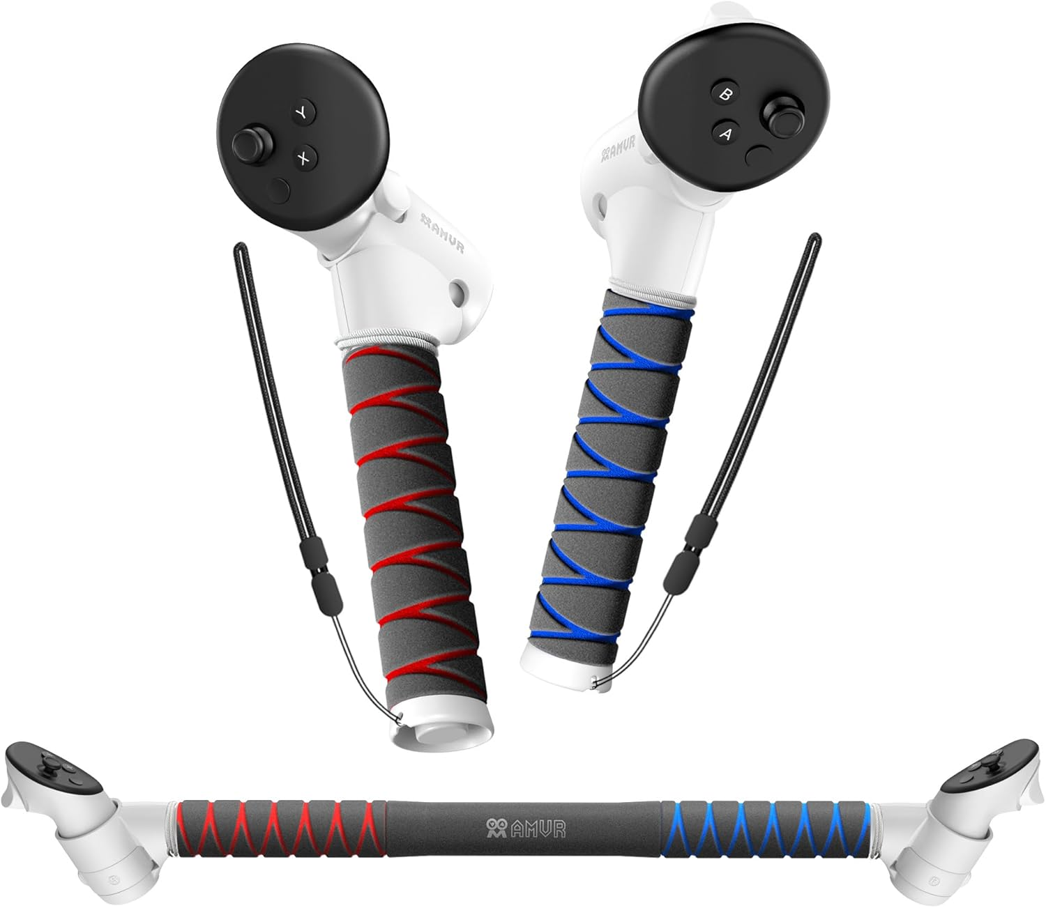 AMVR Upgraded Handle Attachment Compatible with Meta/Oculus Quest 3S/Quest 3 Accessories, 3-In-1 VR Gorilla Tag Long Arms Sticks, Beat Saber Handles, Golf Club Attachment, Extension Grips, VR Game image number 2