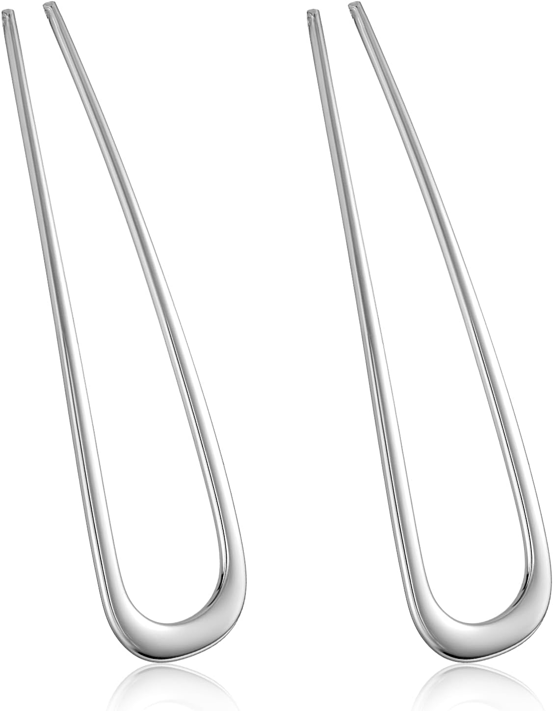 2Pcs French Pins French Hair Pin, U Shaped Hair Twist Pins for Thick Hair, French Hair Sticks Fork for Women, Bun Pins for Hair Chignon Hair Pin Tool for Girls Hair Types Styling Accessories (Silver)