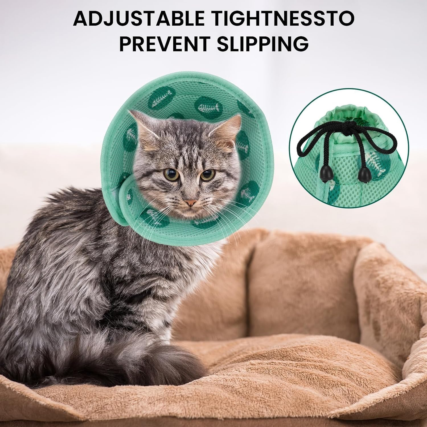 Cat Neck Collar, Adjustable Collar Cat Collar, Soft Dog Collar, Cat Recovery Collar, Pet Neck after Surgery Protection for Kittens and Small Dogs, Green (Green, S) image number 6